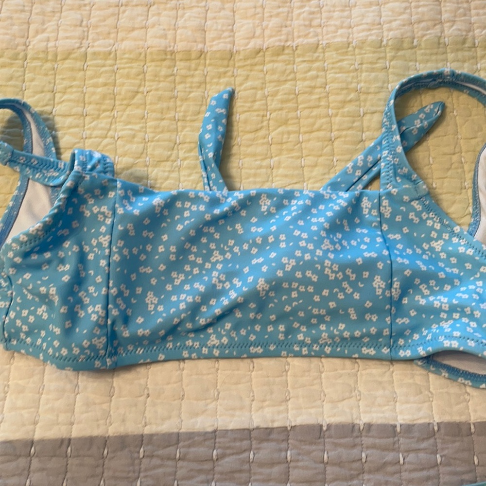 Size S blue with white flowers bathing suit